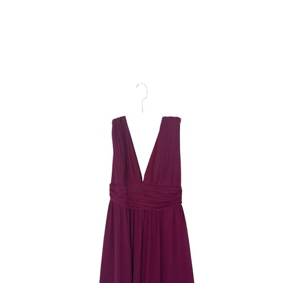 Lulus Heavenly Hues Burgundy Formal Chiffon V-neck Maxi Dress Size Small - Picture 4 of 11